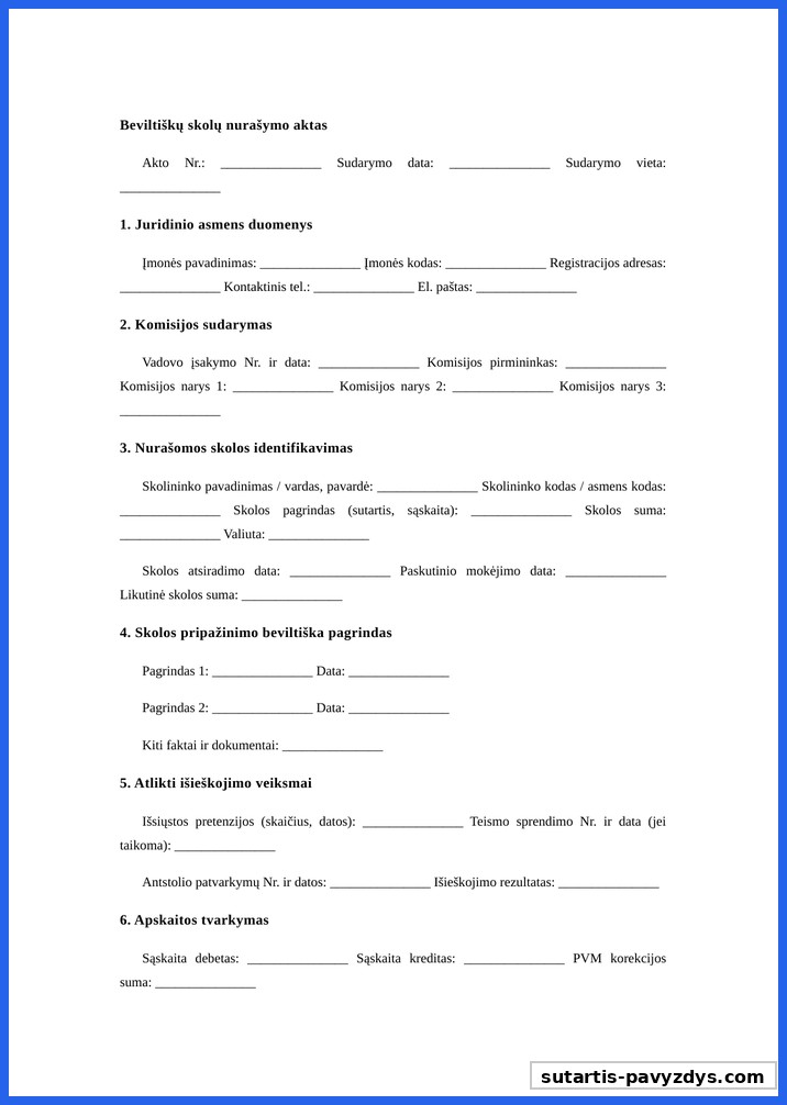 Beviltiškų Skolų Nurašymo Aktas Pavyzdys