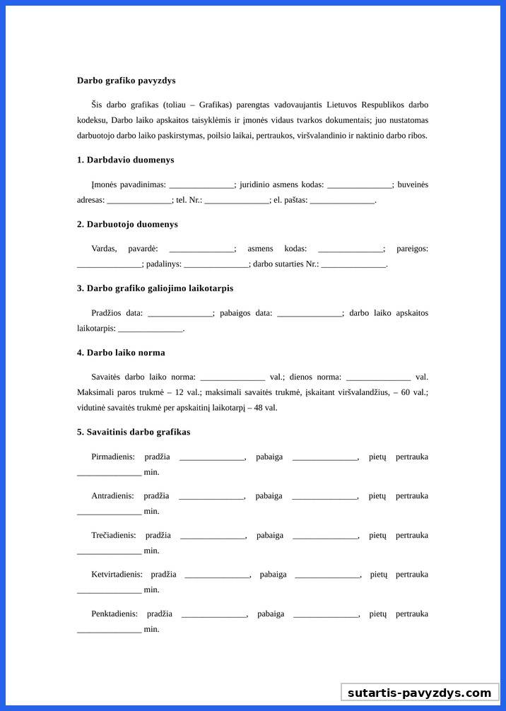 Darbo Grafiko Pavyzdys