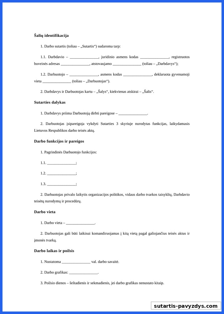Darbo Sutarties Pavyzdys