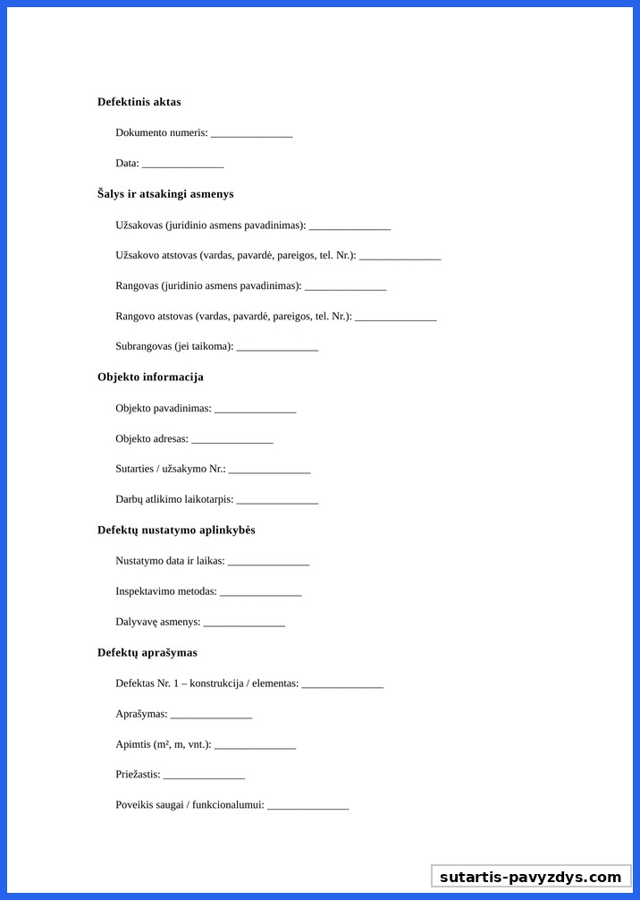 Defektinis Aktas Pavyzdys