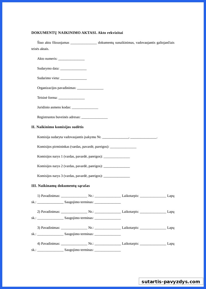 Dokumentų Naikinimo Aktas Pavyzdys