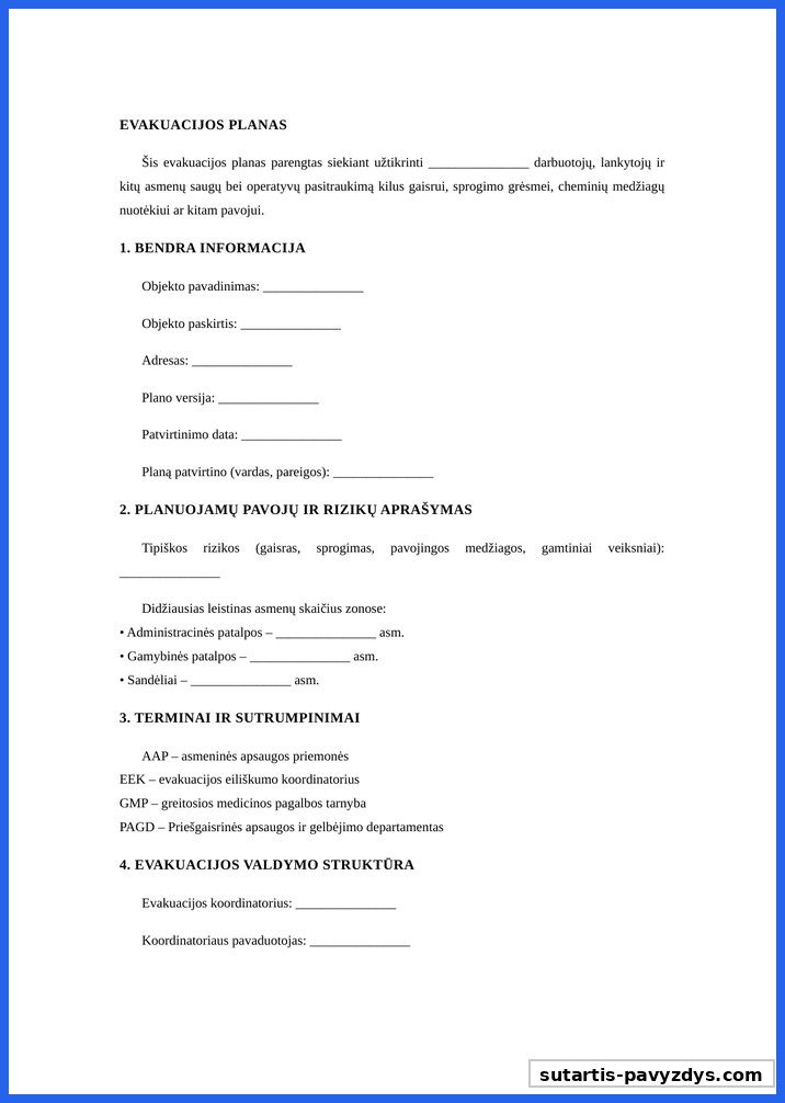 Evakuacijos Planas Pavyzdys