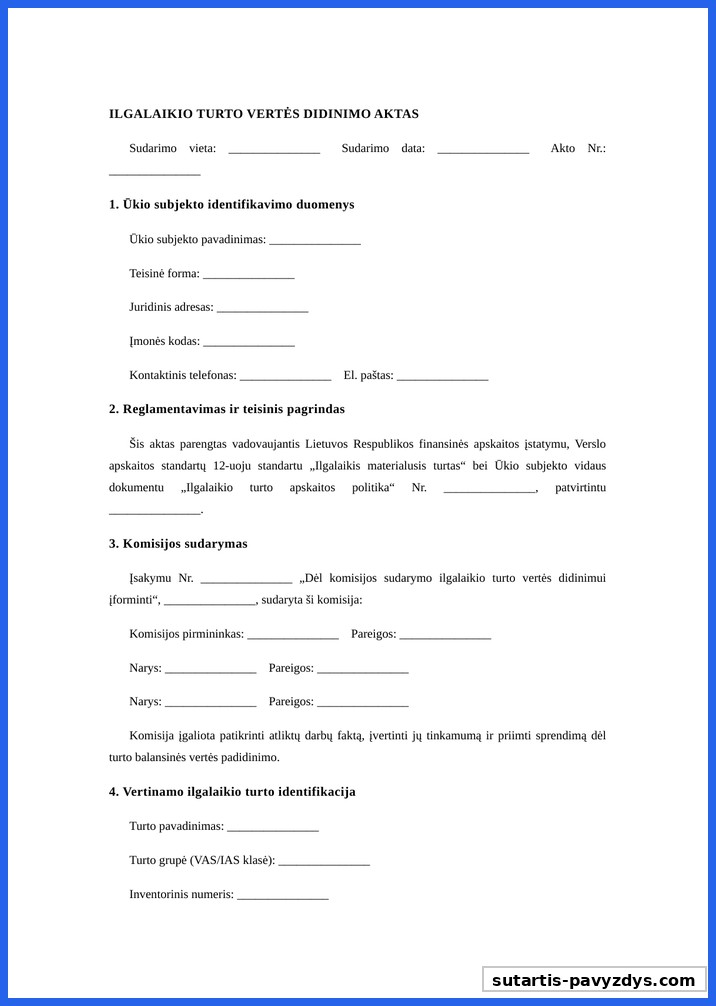 Ilgalaikio Turto Vertės Didinimo Aktas Pavyzdys