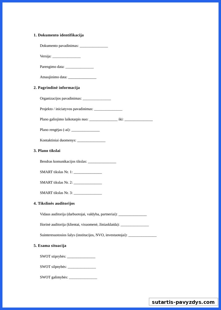 Komunikacijos Planas Pavyzdys