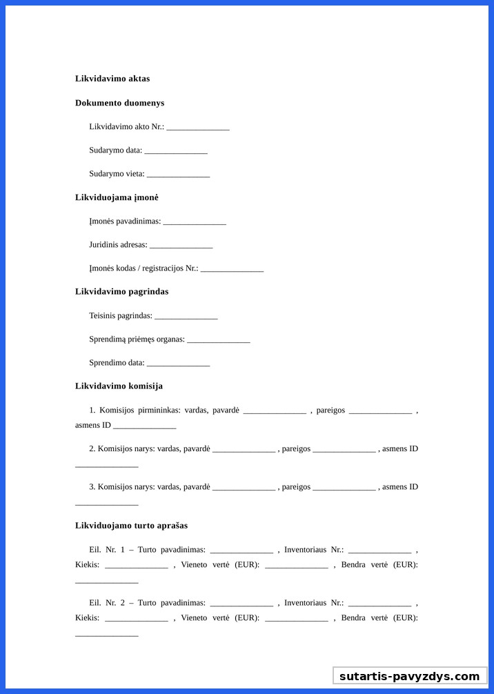Likvidavimo Aktas Pavyzdys