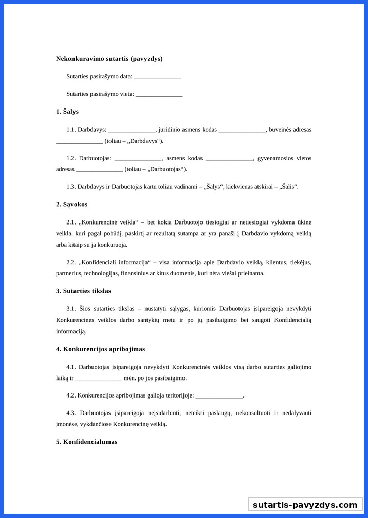 Nekonkuravimo Sutartis Pavyzdys