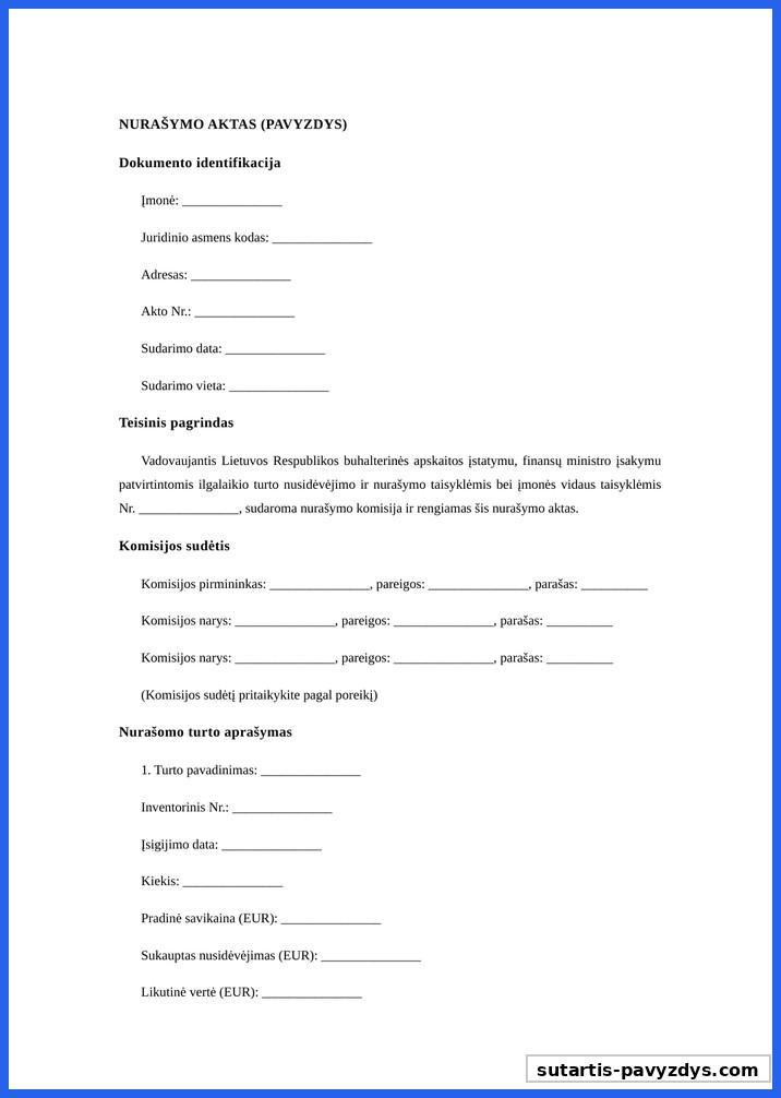 Nurašymo Aktas Pavyzdys