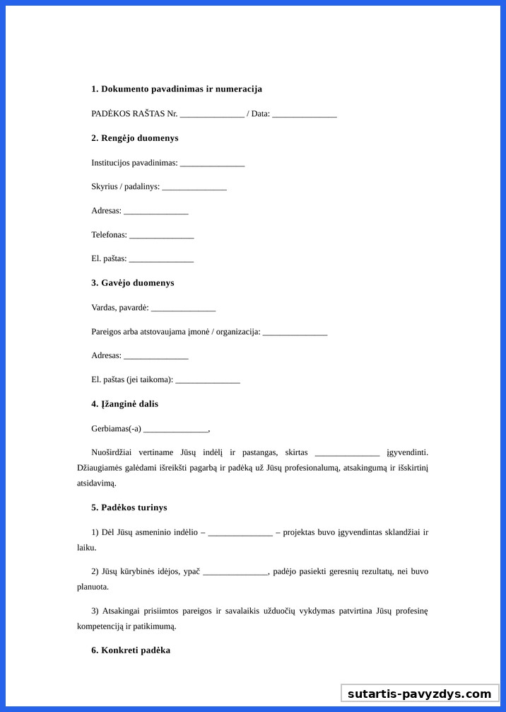 Pavyzdys Padėkos Raštas Šablonas Atsisiusti Nemokamai