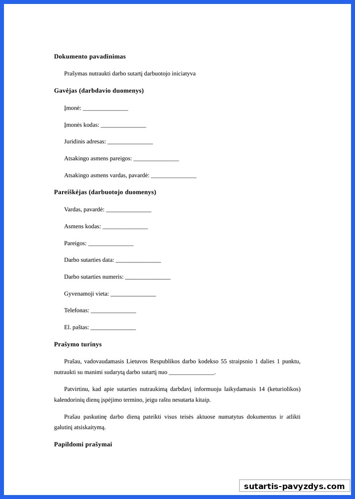 Prasymo Iseiti Is Darbo Pavyzdys