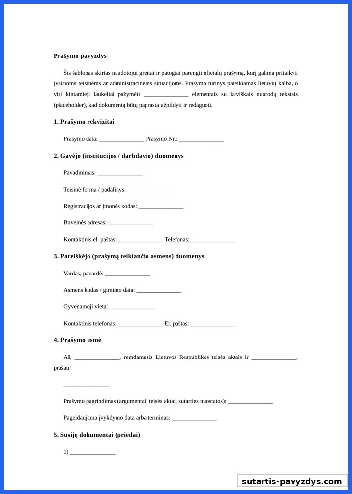 Prašymo Pavyzdys