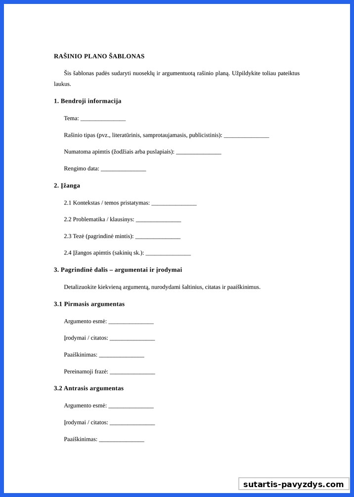 Rasinio Planas Pavyzdys