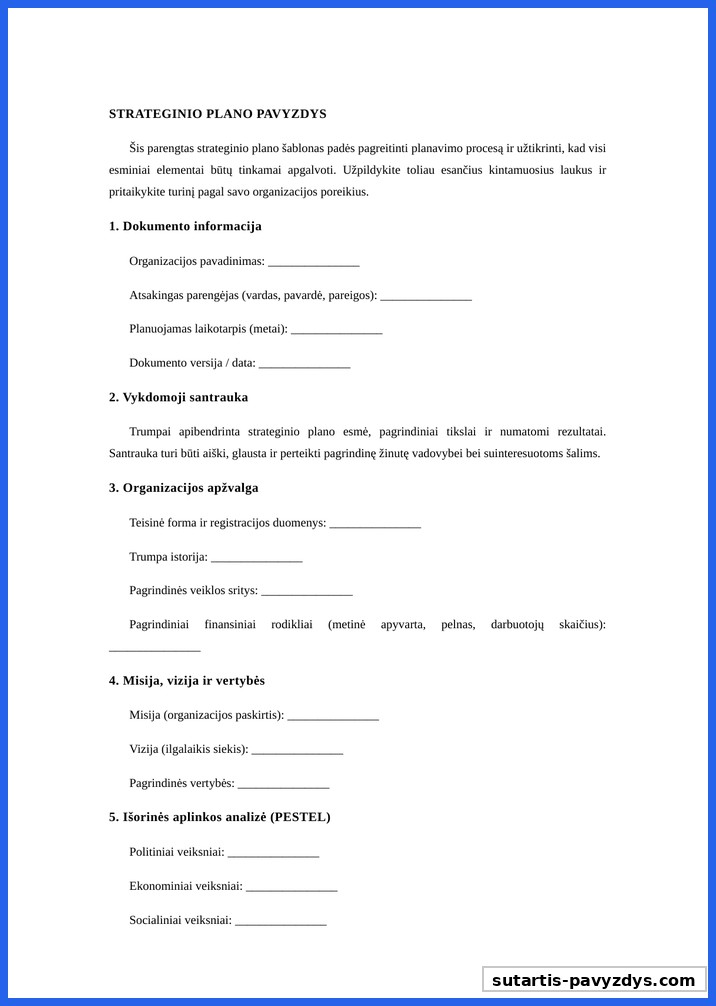 Strateginis Planas Pavyzdys