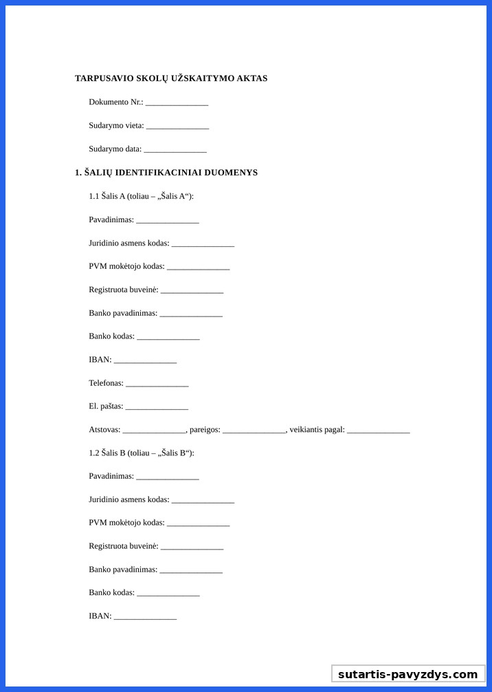 Tarpusavio Skolų Užskaitymo Aktas Pavyzdys