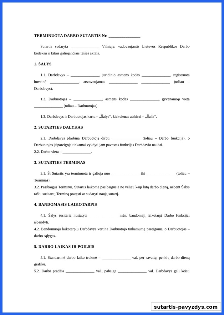 Terminuota Darbo Sutartis Pavyzdys