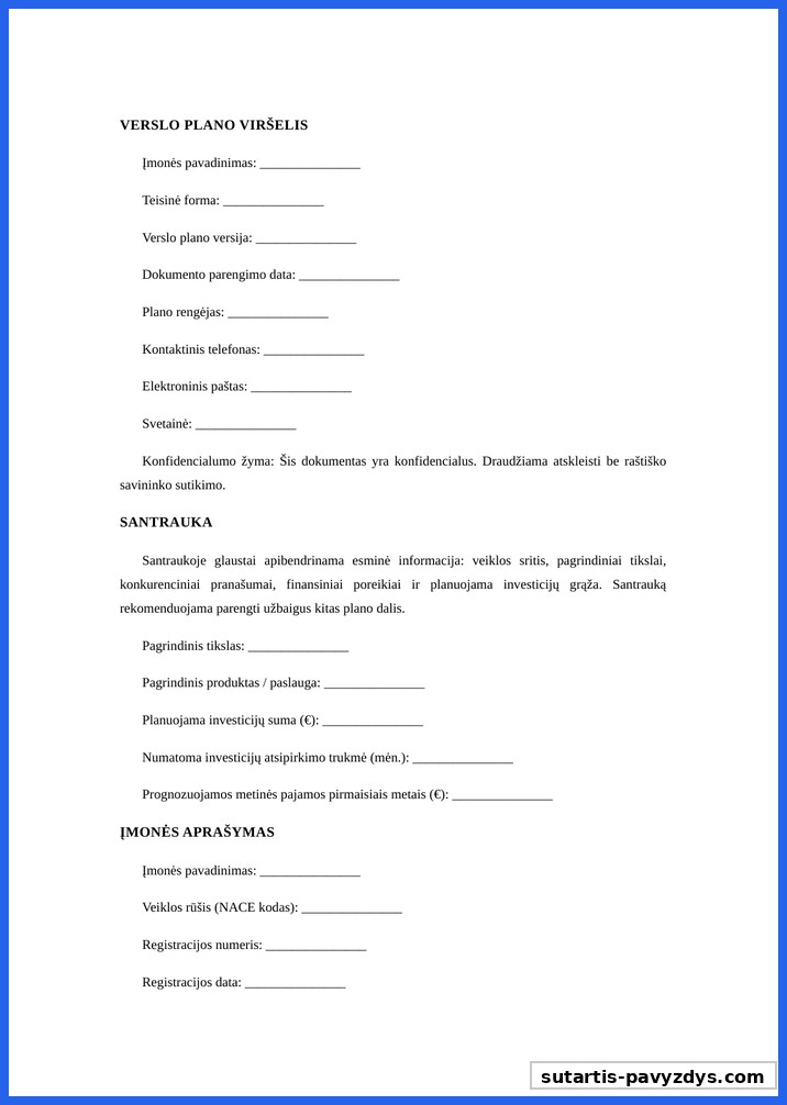 Verslo Planas Pavyzdys Nemokamai