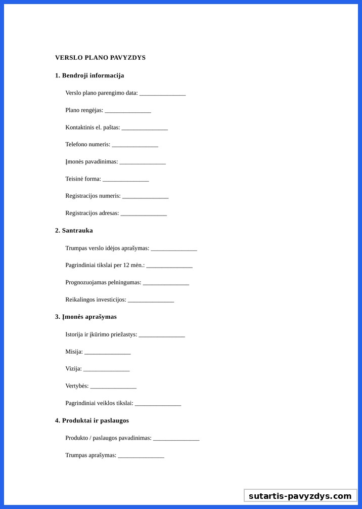Verslo Planas Pavyzdys Pdf