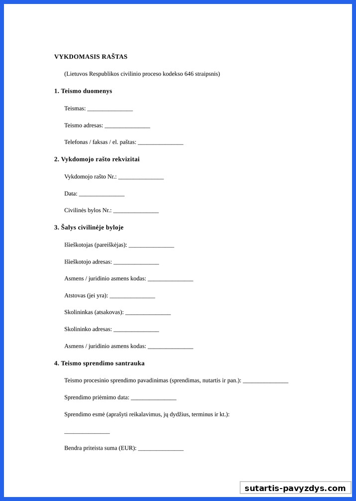 Vykdomasis Raštas Pavyzdys